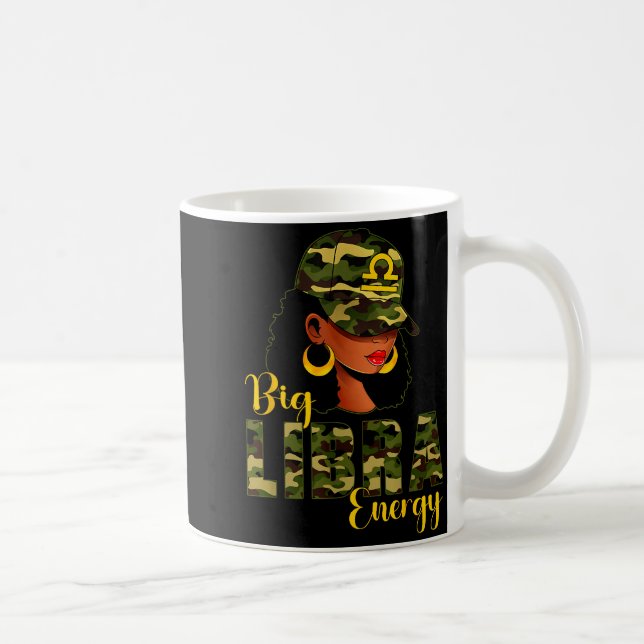 Caneca De Café Big Libra Energy Camouflage Black Woman Cap Zodiac (Direita)