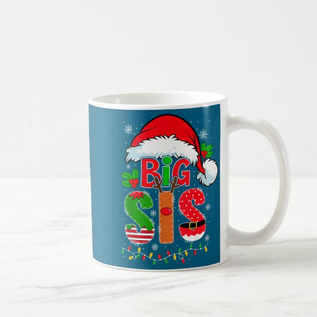 Caneca De Café Big Sis Santa Hat New Big Sister Announcement Xmas (Direita)
