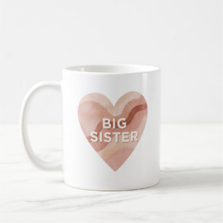 Caneca De Café Big Sister Abstract Heart Sticker – Sibling Gift
