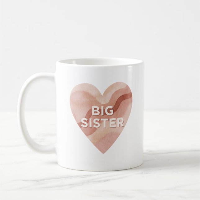 Caneca De Café Big Sister Abstract Heart Sticker – Sibling Gift (Esquerda)