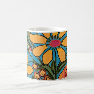 Caneca De Café Big Yellow Blooms Buquê Boho