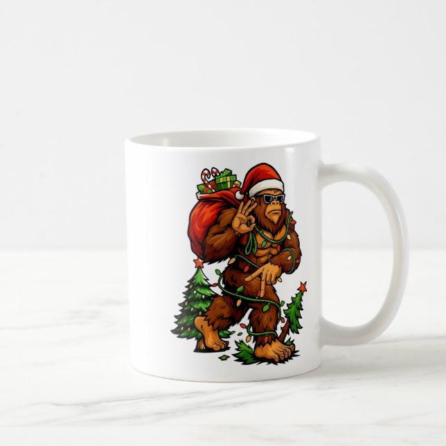 Caneca De Café Bigfoot 67 Christmas Tree Lights Xmas Men Sasquatc (Direita)