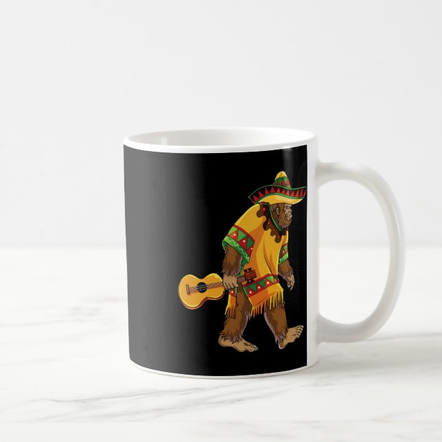 Caneca De Café Bigfoot El Squatcho Cinco De Mayo Mexicano Poncho  (Direita)