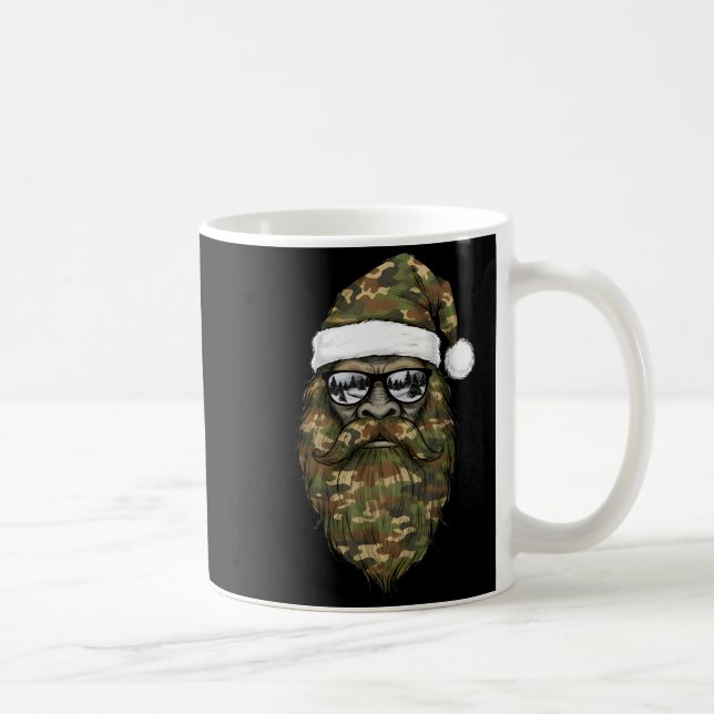 Caneca De Café Bigfoot Face Sungles Santa Christmas Camo Xmas Sas (Direita)