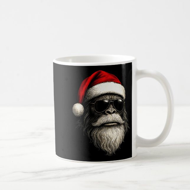 Caneca De Café Bigfoot Face Sungles Santa Christmas Funny Xmas Sa (Direita)