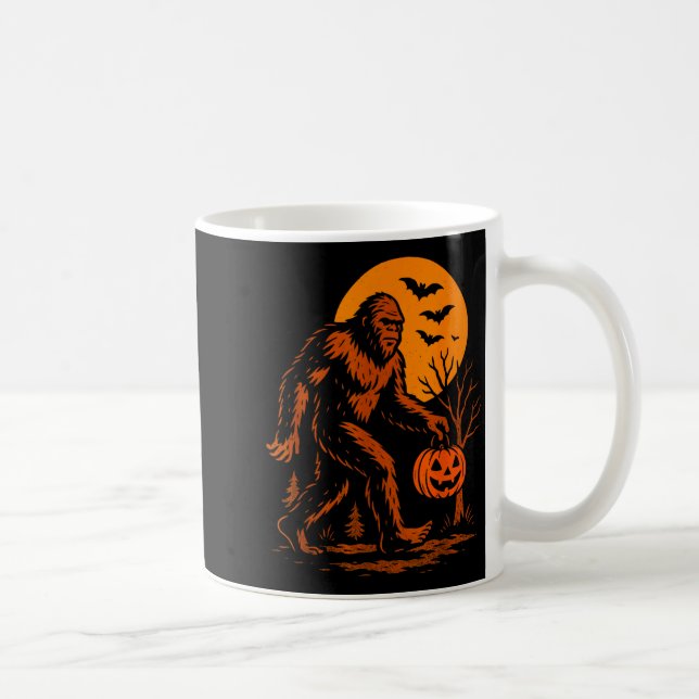 Caneca De Café Bigfoot Halloween Sasquatch Jack O Lantern  (Direita)