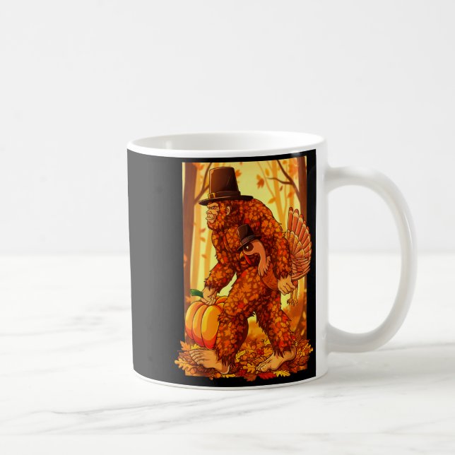 Caneca De Café Bigfoot Lgrim Turkey Pumpkin Thanksgiving Day Funn (Direita)