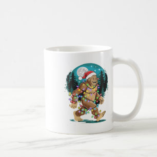Caneca De Café Bigfoot Papai noel Árvore de Natal Luz Engraçada X