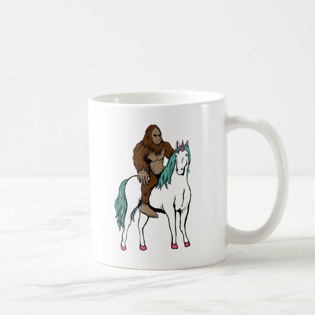 Caneca De Café Bigfoot que monta um unicórnio (Direita)