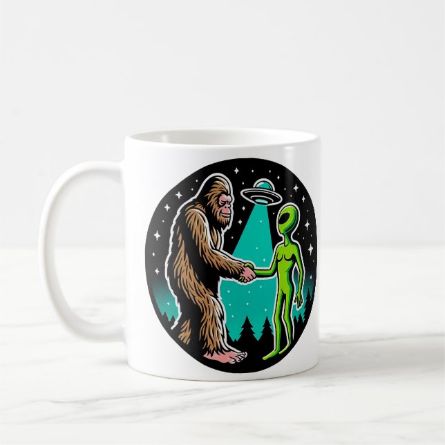 Caneca De Café Bigfoot responde à Alienígena (Esquerda)