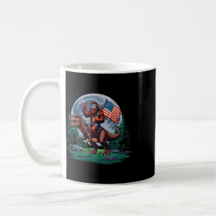 Caneca De Café Bigfoot Rock On Mullet Bandana Montando T-rex Lua