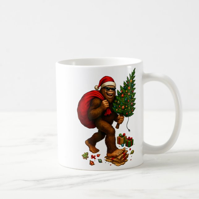 Caneca De Café Bigfoot Santa Christmas Tree Lights Xmas Boys Men  (Direita)