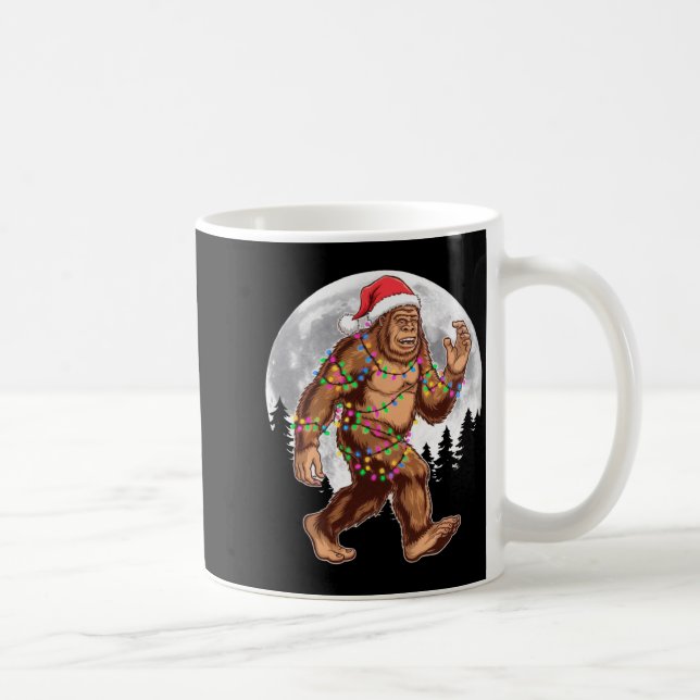 Caneca De Café Bigfoot Santa Christmas Tree Lights Xmas Sasquatch (Direita)