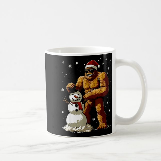 Caneca De Café Bigfoot Santa Snowman Kids Boys Men Xmas Christmas (Direita)