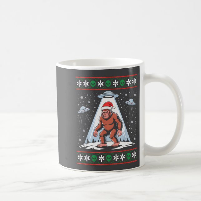 Caneca De Café Bigfoot Santa Ufo Alien Funny Ugly Christmas Sweat (Direita)