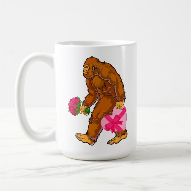 Caneca De Café Bigfoot Sasquatch Engraçado Dia de os namorados Am (Esquerda)