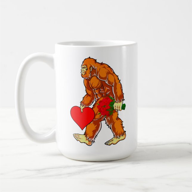Caneca De Café Bigfoot Sasquatch Engraçado Dia de os namorados Am (Esquerda)