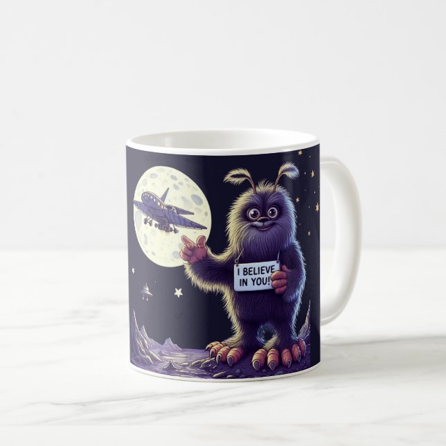 Caneca De Café Bigfoot Sasquatch Moon Yeti Acredita (Frente Esquerda)