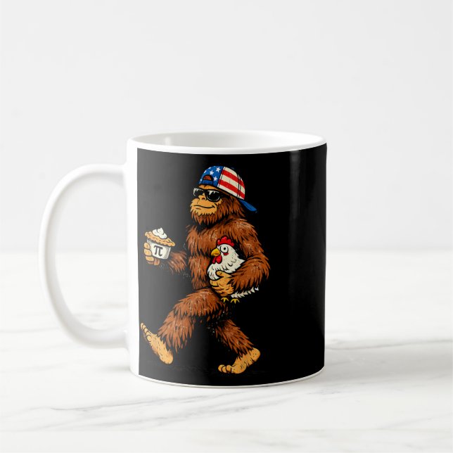 Caneca De Café Bigfoot Segurando Pi Matemática Frango Pi Dia Dive (Esquerda)
