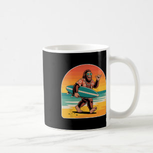 Caneca De Café Bigfoot Surfando Usando Óculos De Sol E Vibrações