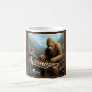 Caneca De Café Bigfoot Tocando Xadrez