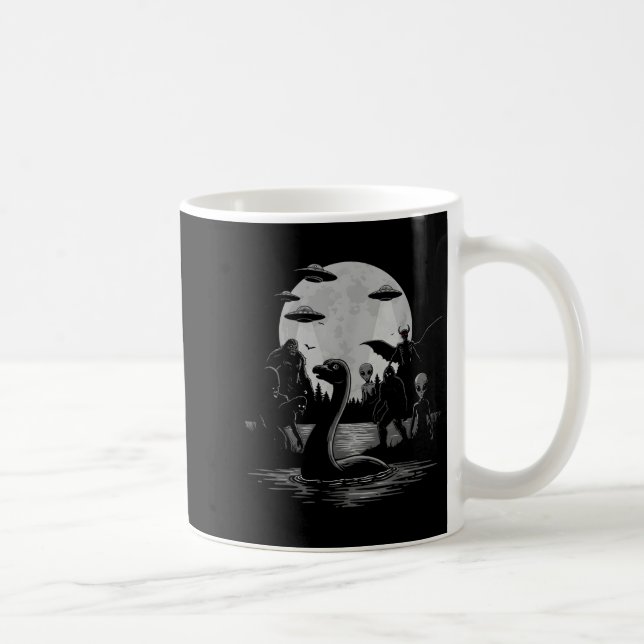 Caneca De Café Bigfoot Ufo Loch Ness Monster Mothman And Aliens!  (Direita)