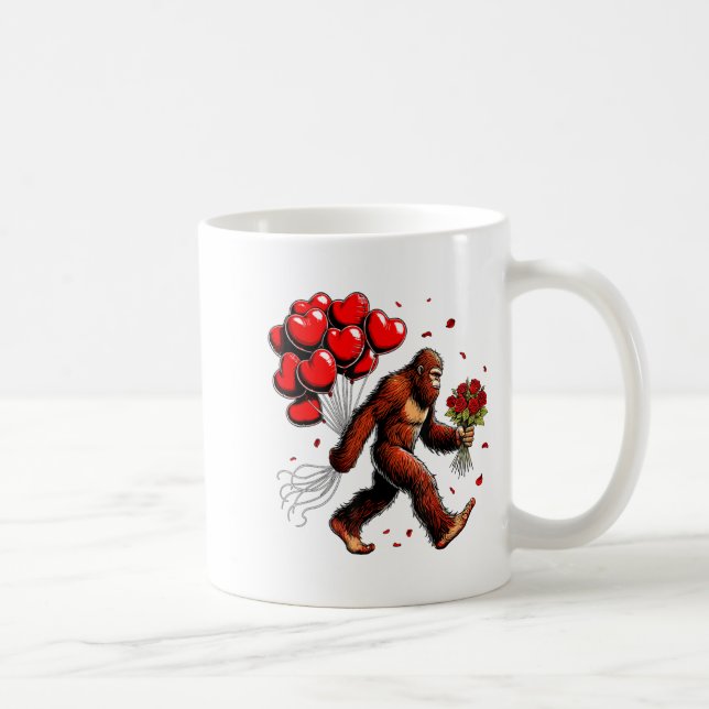 Caneca De Café Bigfoot Valentines Day Funny Sasquatch Hearts Love (Direita)