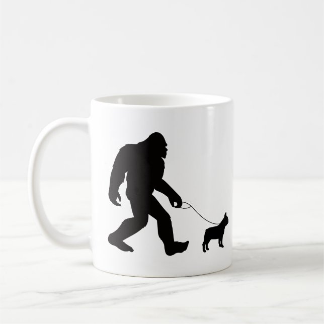 Caneca De Café Bigfoot Walking French Bulldog (Esquerda)