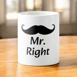 Caneca De Café Bigode Certo do Casal Divertido Combinando