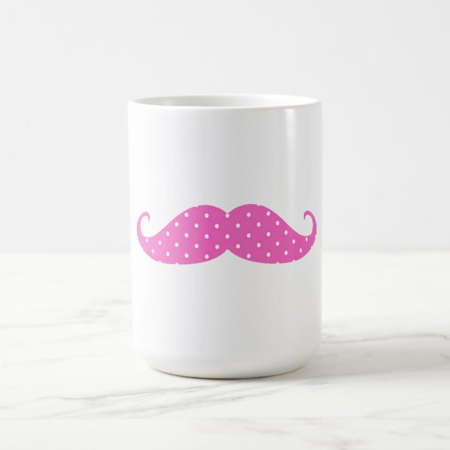 Caneca De Café Bigode feminino engraçado das bolinhas do rosa (Centro)
