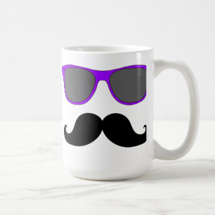 Caneca De Café Bigode preto e humor roxo dos óculos de sol