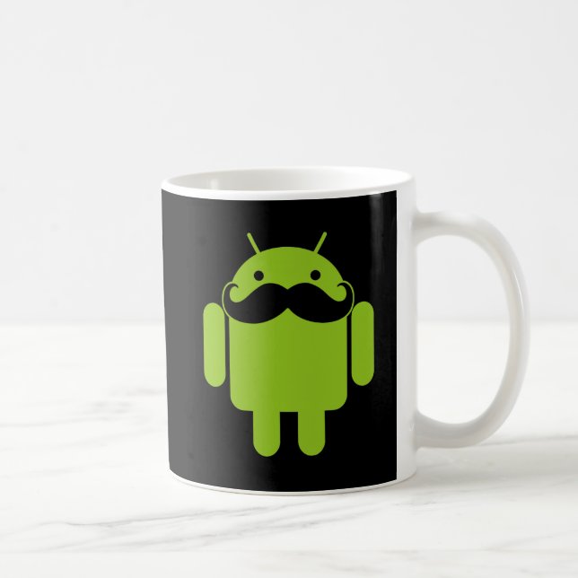Caneca De Café Bigode Robô de Androide Verde a Preto (Direita)
