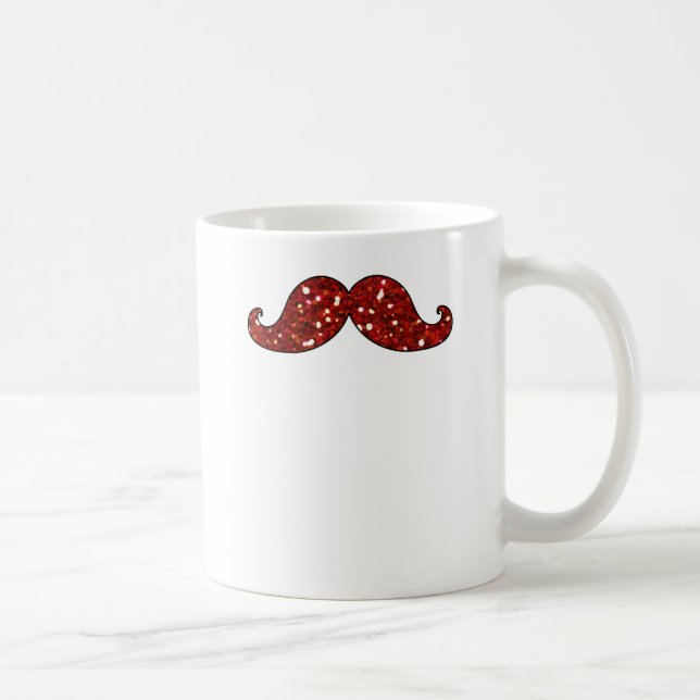 CANECA DE CAFÉ BIGODE VERMELHO ENGRAÇADO BRILHO IMPRESSO (Direita)