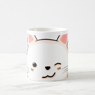 Caneca De Café Bigodes de Gato Fofo Sorriso Gato Branco Dono de A