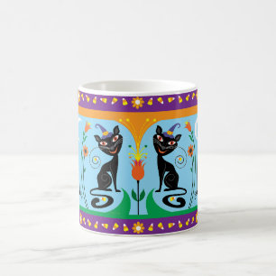 Caneca De Café Bigodes Doces e Flores Assustadoras