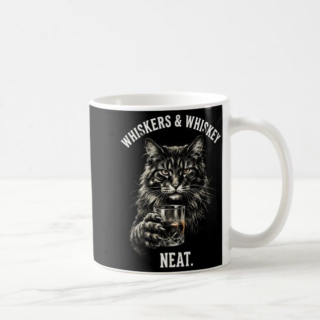 Caneca De Café Bigodes e Gato Engraçado Arrumado (Direita)