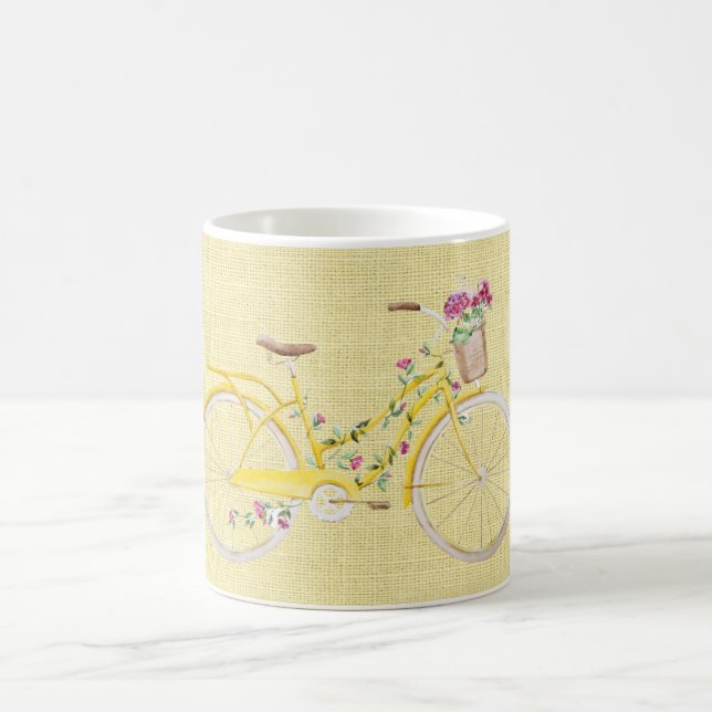 Caneca De Café Bike Amarelo de Aquarela (Centro)