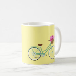 Caneca De Café Bike, cesto e flores