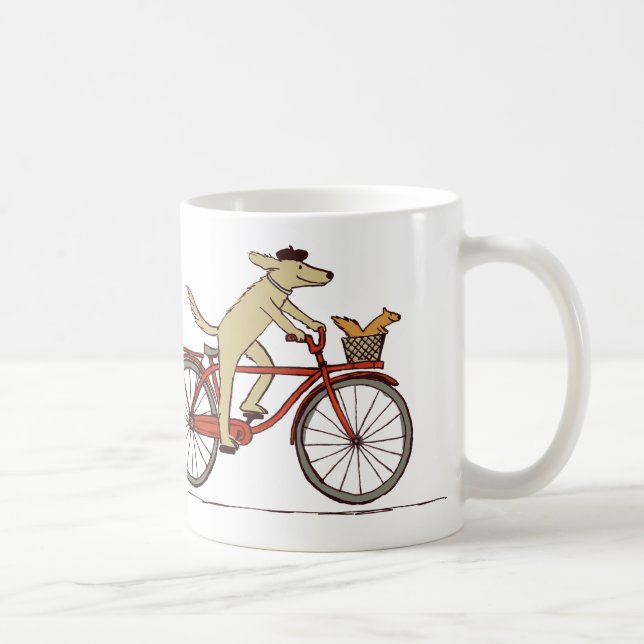 Caneca De Café Bike de Cachorro com Esquilo - Arte Animal Bestial (Direita)