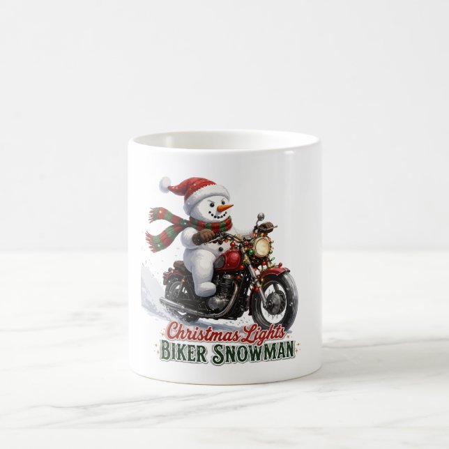 Caneca De Café Biker Boneco de Neve Luzes de Natal (Centro)