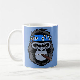 Caneca De Café Biker gorilla fumando arte de charuto fumante