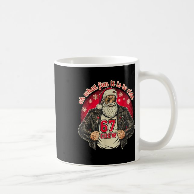Caneca De Café Biker Santa 67 Crew Funny Christmas Leather Jacket (Direita)