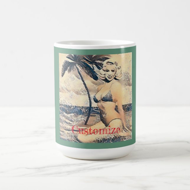 Caneca De Café Bikini - Modelo Thunder_Cove da Loira de Kneeling (Centro)