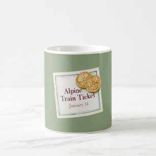 Caneca De Café Bilhete de Trem Alpino Verde