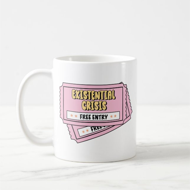 Caneca De Café Bilhete Engraçado Crise Existencial (Esquerda)