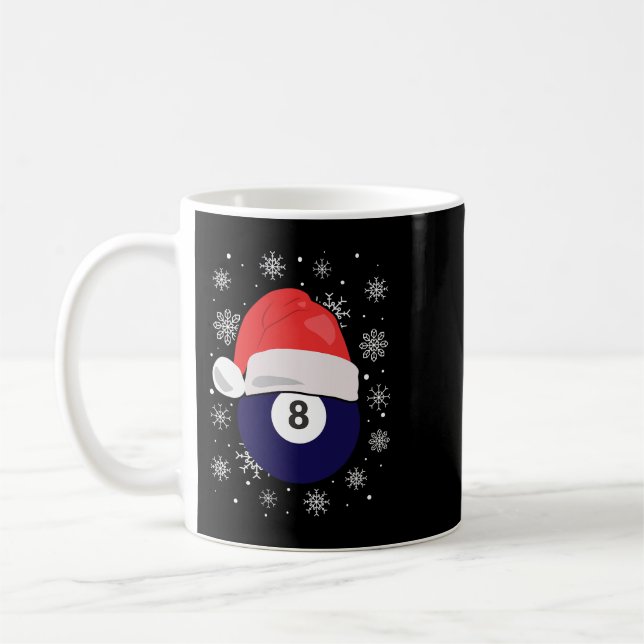 Caneca De Café Billiard Cueball 8 de Natal com Papai Noel (Esquerda)