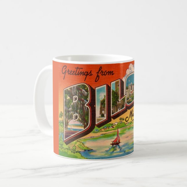 Caneca De Café Biloxi Mississippi Greetings Postcard (Frente Esquerda)