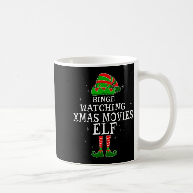 Caneca De Café Binge Watching Xmas Movies Elf Matching Family Chr (Direita)