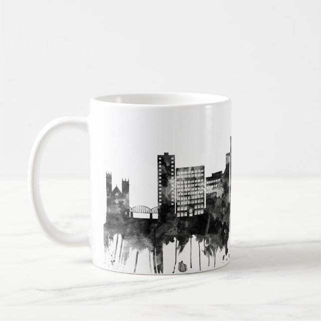 Caneca De Café Binghamton New York Skyline BW (Esquerda)