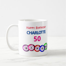 Caneca De Café Bingo Birthday 50th Milestone Bingo Balls